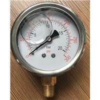stainless steel glycerine or silicone oil filled pressure gauge