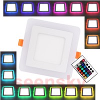 Ultra Slim Embeded Square RGB LED Panel Light 6W 9W 18W 24W Dual Double Color RGB And White