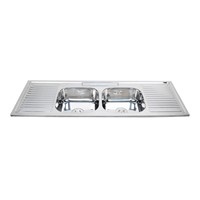 Long double bowl kitchen sink with drainboard with competitive price Chinese supplier WY-15050D