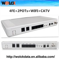 FTTH optic fiber network equipment SIP CATV 4 LAN ports 2POTS epon onu with wifi