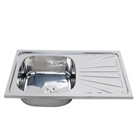 Middle East Type Topmount One Piece Finished Single Bowl Stainless Steel Kitchen Sink 80*50 Cm