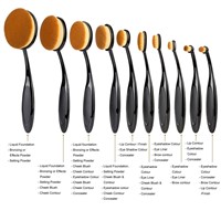 2016 fashionable 10pcs Oval makeup  cosmetic foundation brush set