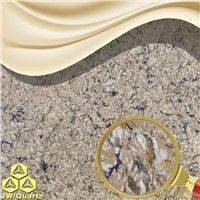 JW-6816 Gold Rush-Golden glass mirror particles inside Quartz Stone Slab