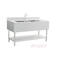 Stainless Steel Double Sinks with Left and Right Flat Board