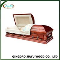 American Style Wood Coffin with Bed Cloth Covered Chinese Caskets