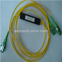 Fiber Optical Splitter Mini PLC 1x2 1:2 with SC Connectors & Adapters Sm