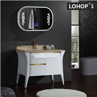New Style Solid Wood Bathroom Vanity with Bluetooth Music Player & Natural Marble Countertop