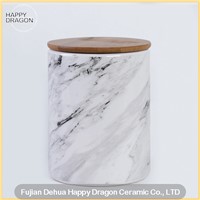 Black and white Marble Effect Ceramic Candle Container