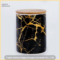 Gold Marble Effect Ceramic Candle Canister