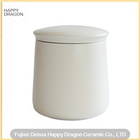 White Ceramic Candle Jar With Flat Lid