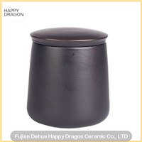 Black Ceramic Candle Container with Flat Lid