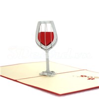 Wine Glass-Kirigami-Origamic-Laser cut-Paper cutting-3D-Pop up-Handmade-Congratulation card