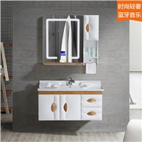 New Style PVC Solid Wood Bathroom Vanity, Mediterranean Style with Bluetooth Music Player