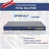 FTTH GEPON 1U 19inch 3 Layer Route 8 SFP or SFP+ &amp;amp; 8GE Uplink 8 Pon Ports 1:64 Splitting Ratio EPON OLT with SNMP