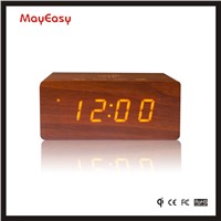 Trending Hot Products 2017 Wooden LED Digital Display Alarm Clock with Speaker Box & Qi Charging