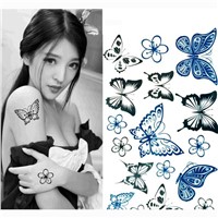 Black Butterfly Flower Waterproof Temporary Tattoos Sticker Transfer Sexy Body Art Fake Tattoo Paper Kit Tips