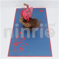 Virking Ship Pop up Card Handmade Greeting Card