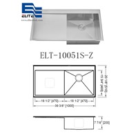 Stainless Steel Sink 1000mm with Drainboard Single Bowl