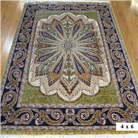 Turkish Pure Silk Carpets Handmade Oriental Area Rugs 6X9 Green 240 Lines Chinese Rug Supplier