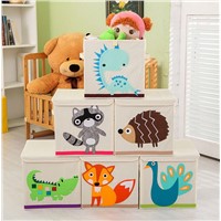 Amazon Ebay Organic Cotton Fabric Animal Design Square Box Kids Toys Storage Box with Cover