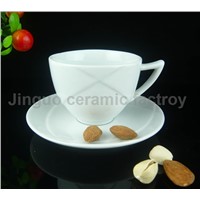 Porcelain Ceramic White Coffee Cup with Saucer
