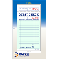 CT-G3616 1 Part Green &amp;amp; White Guest Check with Top Guest Receipt - 50/Case