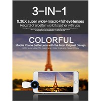 0.36X Super Wide Angle Mobile Phone Camera Lens 3 in 1