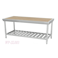 Commercial Kitchen Working Table with Wooden Top &amp;amp; under Shelf