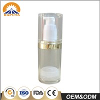 Transparent Cosmetic Airless Plastic Bottle with Cap