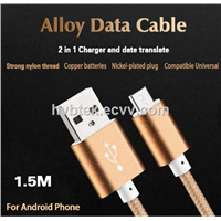 Original Aluminum Alloy Nylon Braided USB Cable 1.5m Data Charger & Transfer Cable