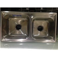 Greater Durabiltiy SUS 304 Material Stainless Steel Double Bowl Kitchen Sink 7239