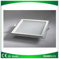 LED Panel Light Square Glass Ceiling Light 12W Recessed Down Lighting