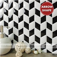 Chinese Supplier White Black-White Rhombus Ceramic Mosaic Wall Tiles Backsplash