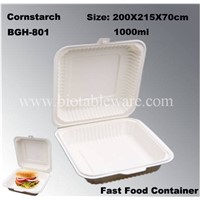 1000ml Degradation Compostable Cornstarch Disposable Carry Out Fast Food Box