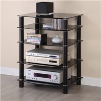 Black Glass Multilevel Component Stand