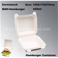 Corn Starch Tableware Biodegradable Tableware Eco-Friendly 450ml Hamburger Box