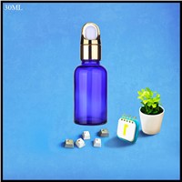 Wholesale 30ml Beauty Care Blue Color Empty Glass Essential Oil Bottle with Dropper