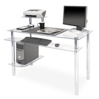 Computer Desk with Clear BLACK Glass & Aluminum