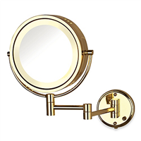 Magnifying Gold Color Cosmetic Mirror with LED Light for Bathroom