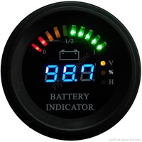Round Battery Gauge Arc LED Line 10 Bar Digital Battery Discharge Indicator Hour Meter