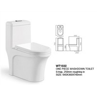 WT1032 ONE PIECE WASHDOWN TOILET, S-TRAP, 250MM ROUGHING IN