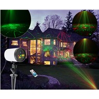 Outdoor Waterproof Laser Projector New Red Green RG 20 Gobos Patterns Blue LED Background Light Yard Tree Xmas