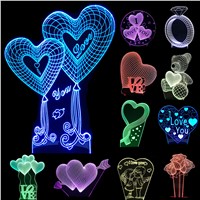 Valentines Day Gift 3D Lamp LED Night Light 7 Colors Table Lampe Deco Bulb Touch Sensor