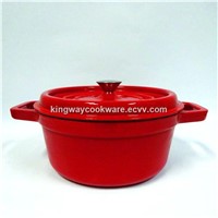 Red Enamel Cast Iron Round Casserole Dish