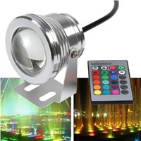 LED Underwater Lights RGB 10W DC12V 1000LM Swimming Pool Fountain Light with Remote Control Waterproof IP68
