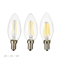LED Brand LED Bulb E14 2W 4W 6W AC220V Glass Shell 360 Degree Vintage LED Candle Light C35 Edison LED Filament Lamp