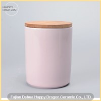 Pink Ceramic Massage Candle Jar with Wooden Lid