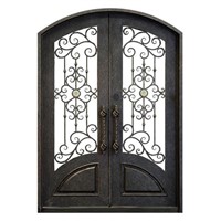 Eyebrow Arch Wrought Iron Double Entry Doors for House(JDL-1011)