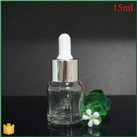 Clear Glass Bottles with Screw Cap 15ml Clear Perfume Bottle Essential Oil Glass Bottle with Silver Dropper