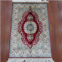 Oriental Traditional Hand Knotted Persian Silk Rugs Red Carpets
